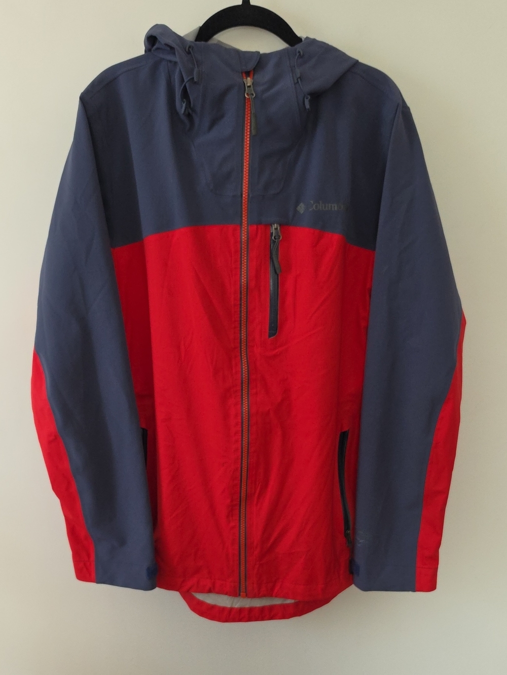 Columbia Omni Tech Hooded Colorblock Jacket - Red & Navy Blue Men's Sz Small